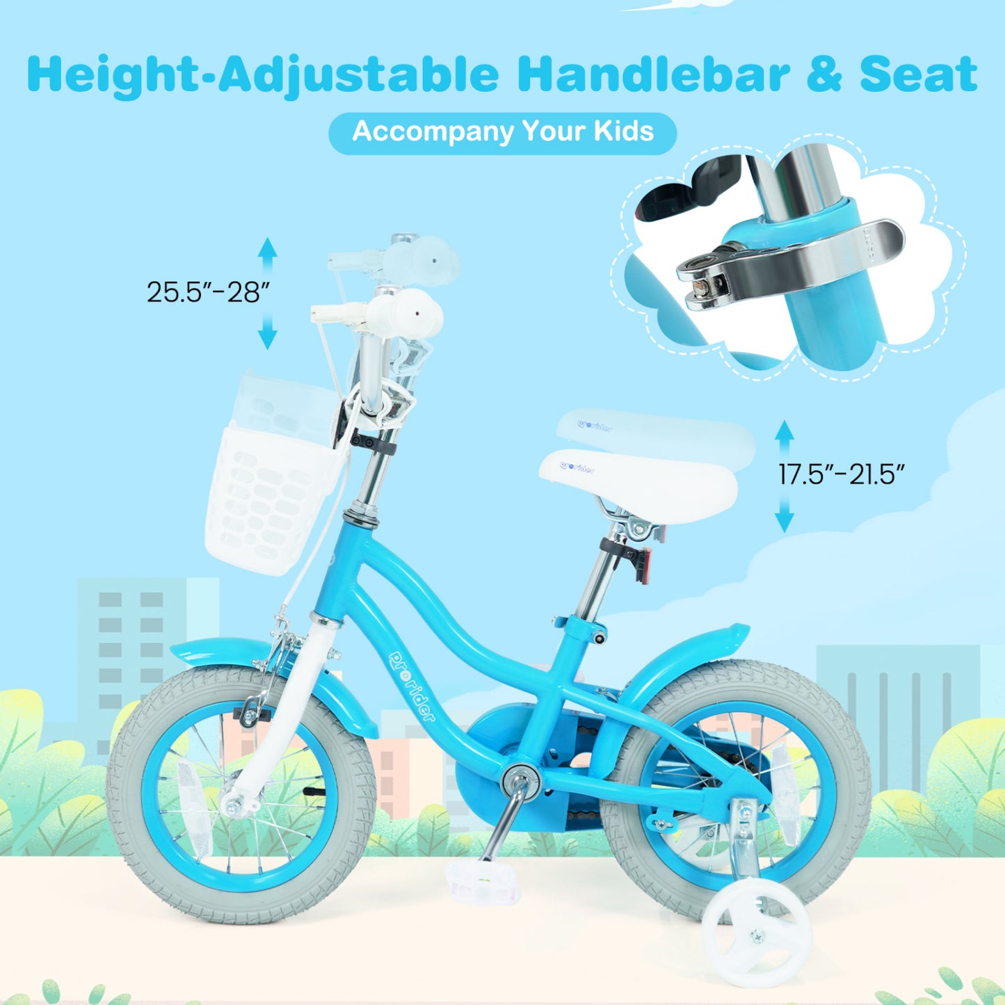 12/14/16/18/20 Inch Kids Bike with Dual Brakes and Adjustable Seat-12 Inch, Blue Kids Bike at Gallery Canada