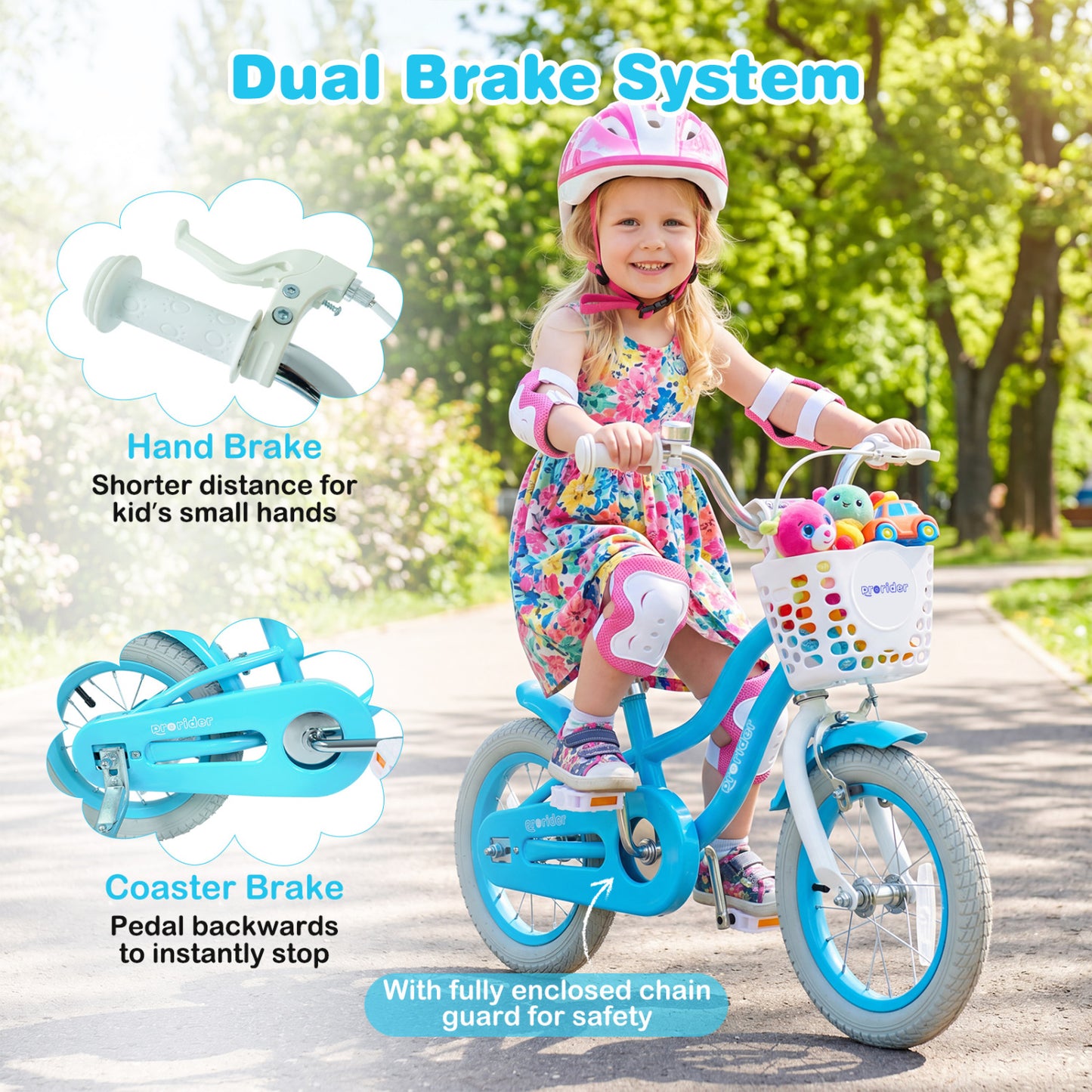 12/14/16/18/20 Inch Kids Bike with Dual Brakes and Adjustable Seat-12 Inch, Blue Kids Bike at Gallery Canada