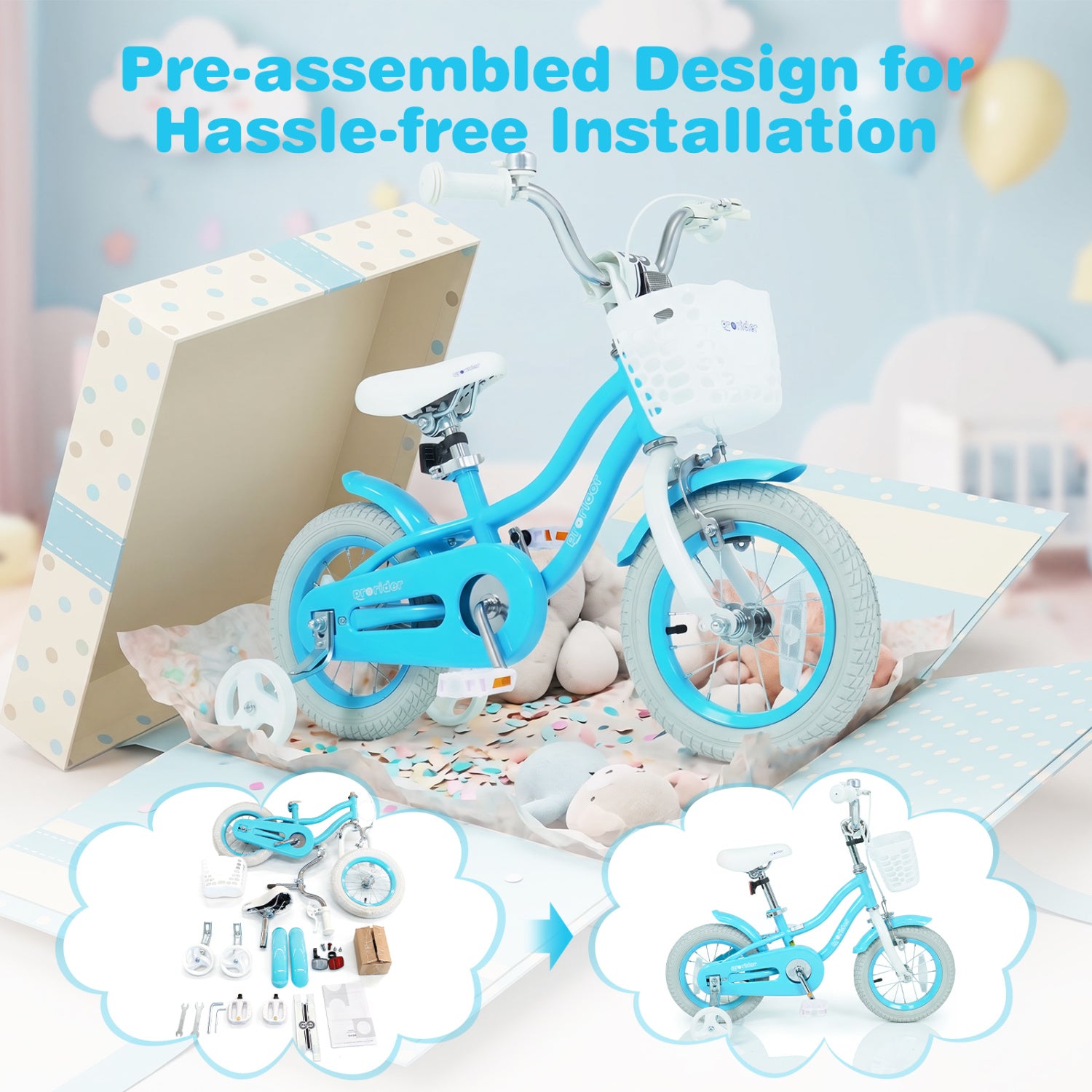 12/14/16/18/20 Inch Kids Bike with Dual Brakes and Adjustable Seat-12 Inch, Blue Kids Bike at Gallery Canada