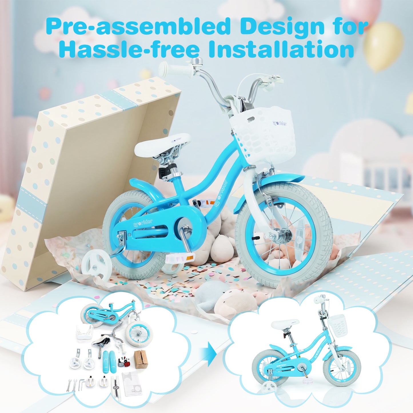 12/14/16/18/20 Inch Kids Bike with Dual Brakes and Adjustable Seat-12 Inch, Blue Kids Bike at Gallery Canada