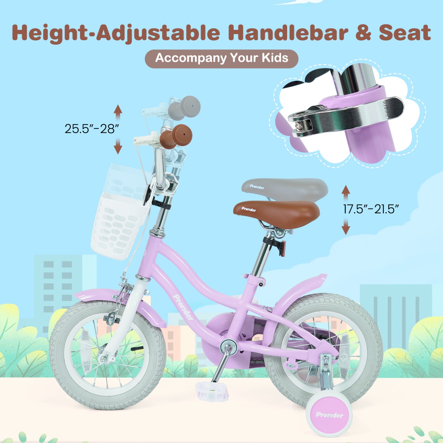 12/14/16/18/20 Inch Adjustable Kids Bike with 2 Brake System-12 Inch, Purple Kids Bike at Gallery Canada