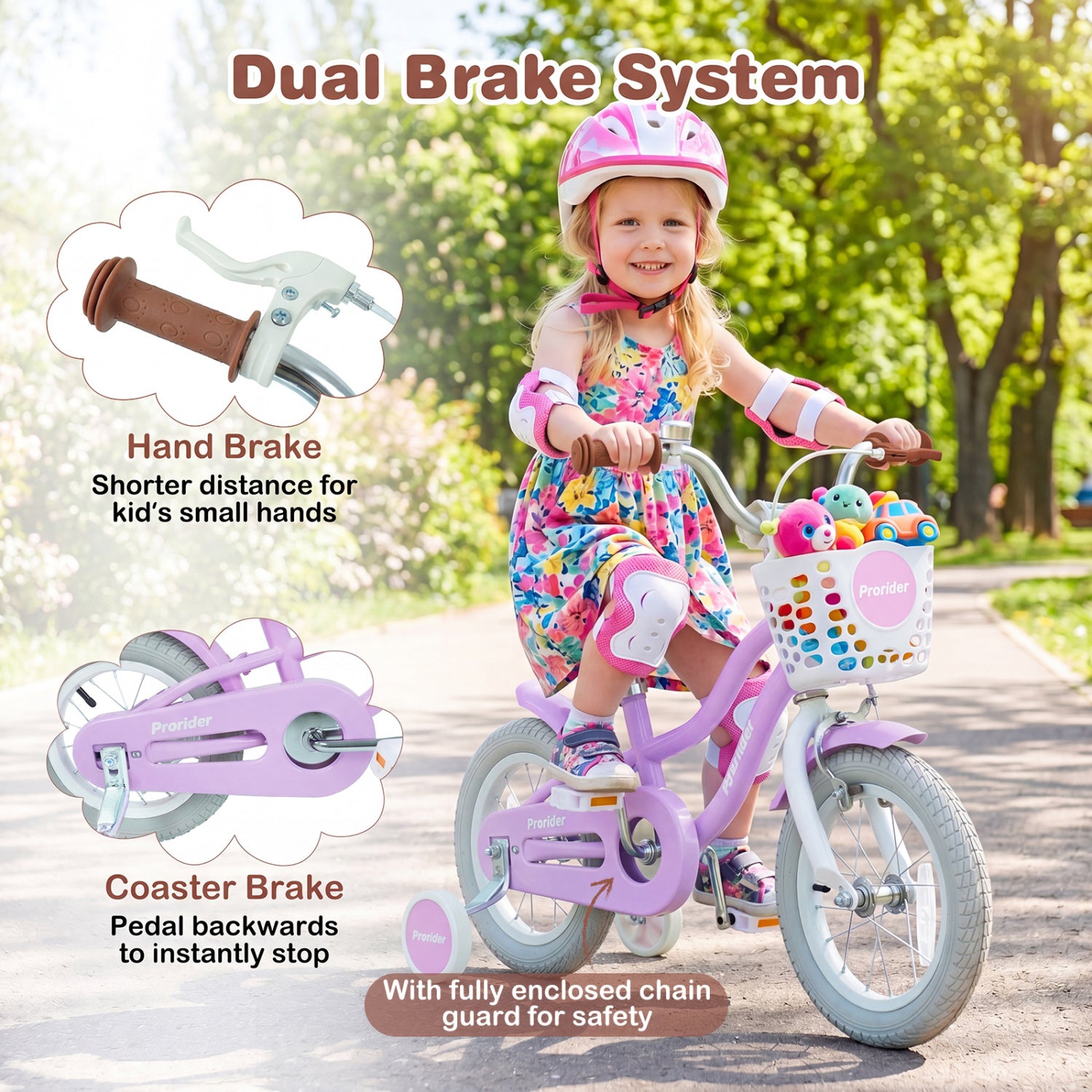 12/14/16/18/20 Inch Adjustable Kids Bike with 2 Brake System-12 Inch, Purple Kids Bike at Gallery Canada