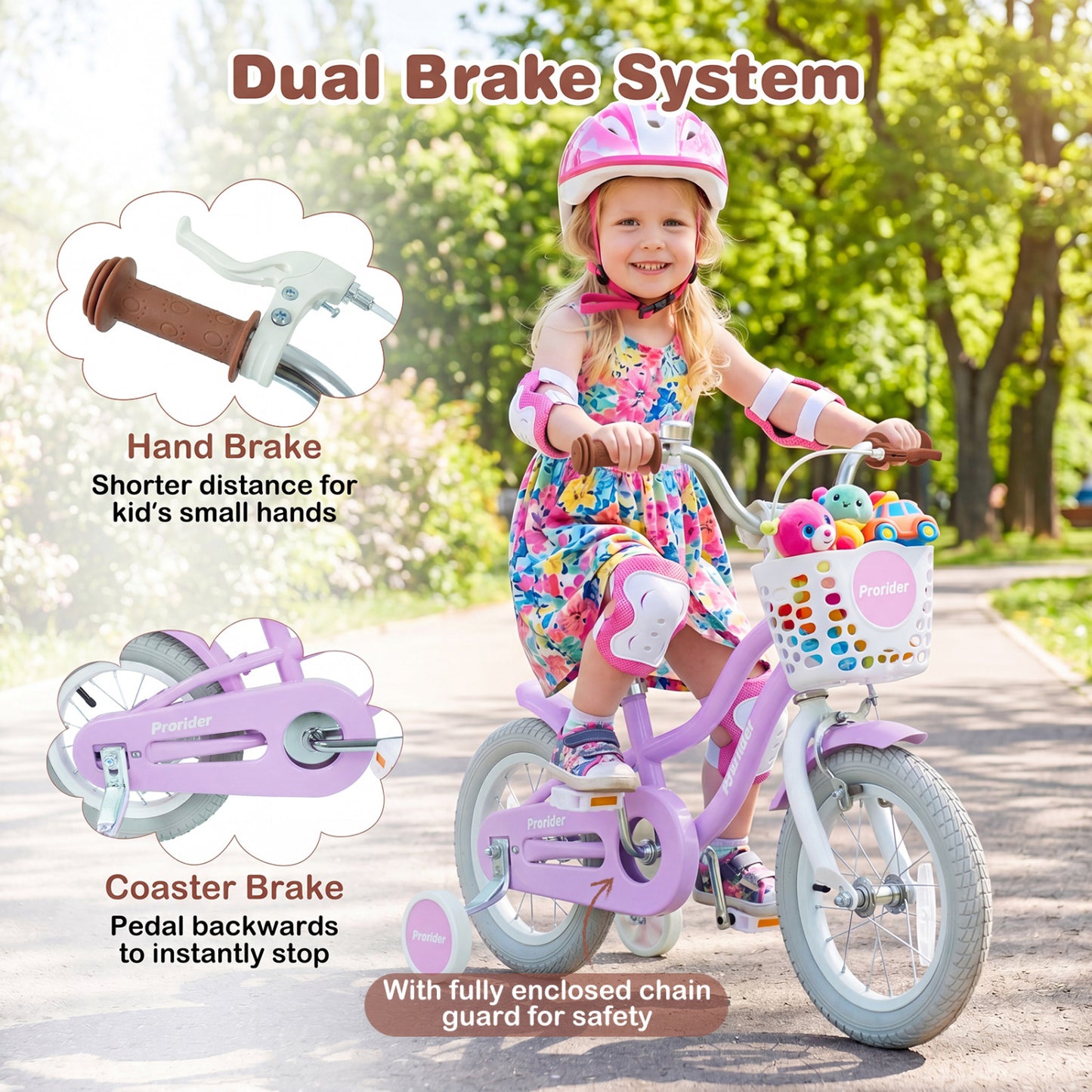 12/14/16/18/20 Inch Adjustable Kids Bike with 2 Brake System-12 Inch, Purple Kids Bike at Gallery Canada