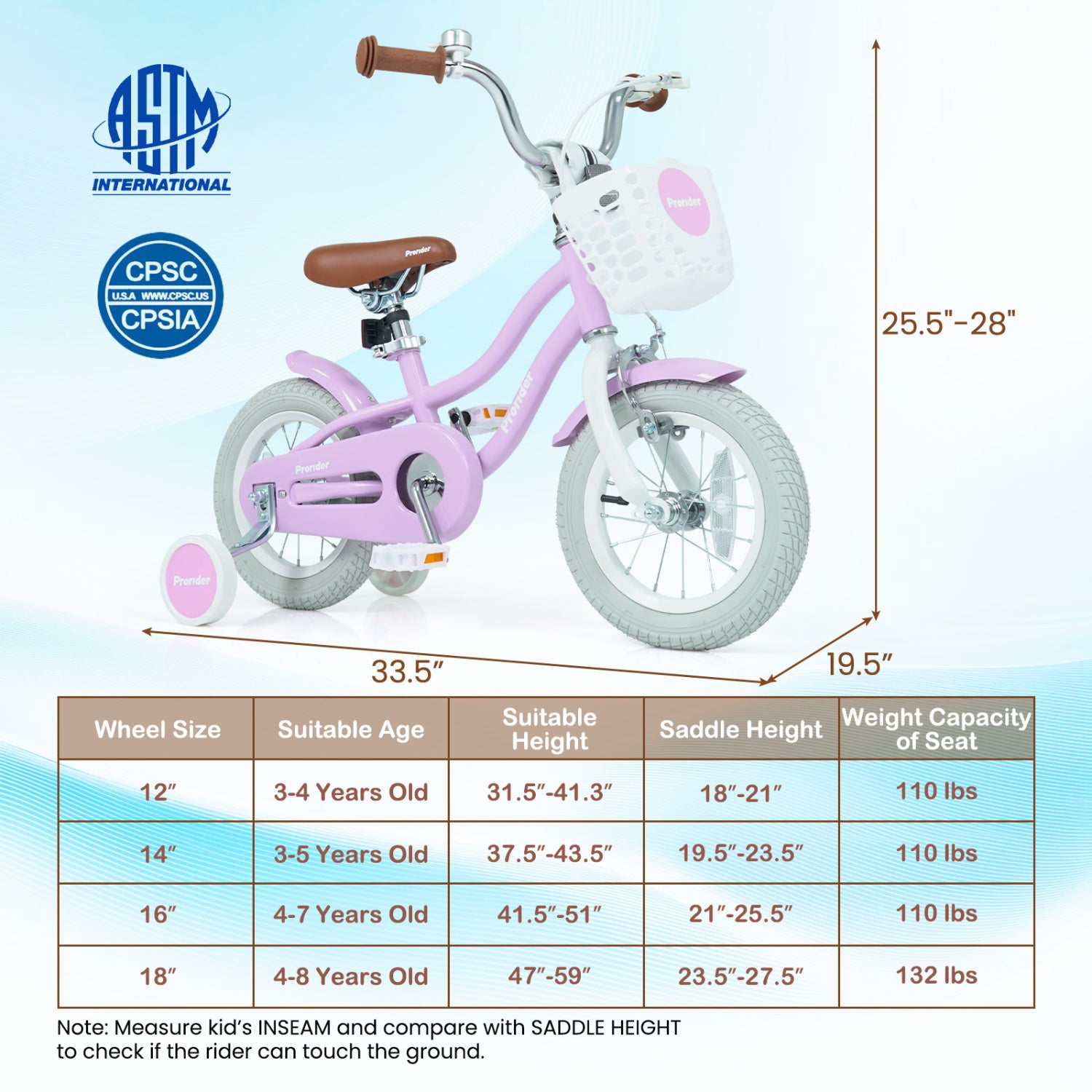 12/14/16/18/20 Inch Adjustable Kids Bike with 2 Brake System-12 Inch, Purple Kids Bike at Gallery Canada