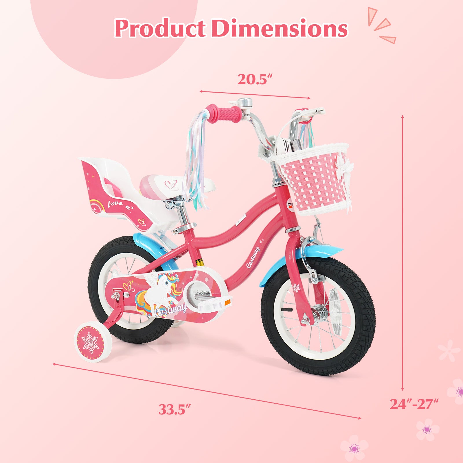 12 Inch Girls Bike For 3-8 Years Old, Pink Kids Bike at Gallery Canada