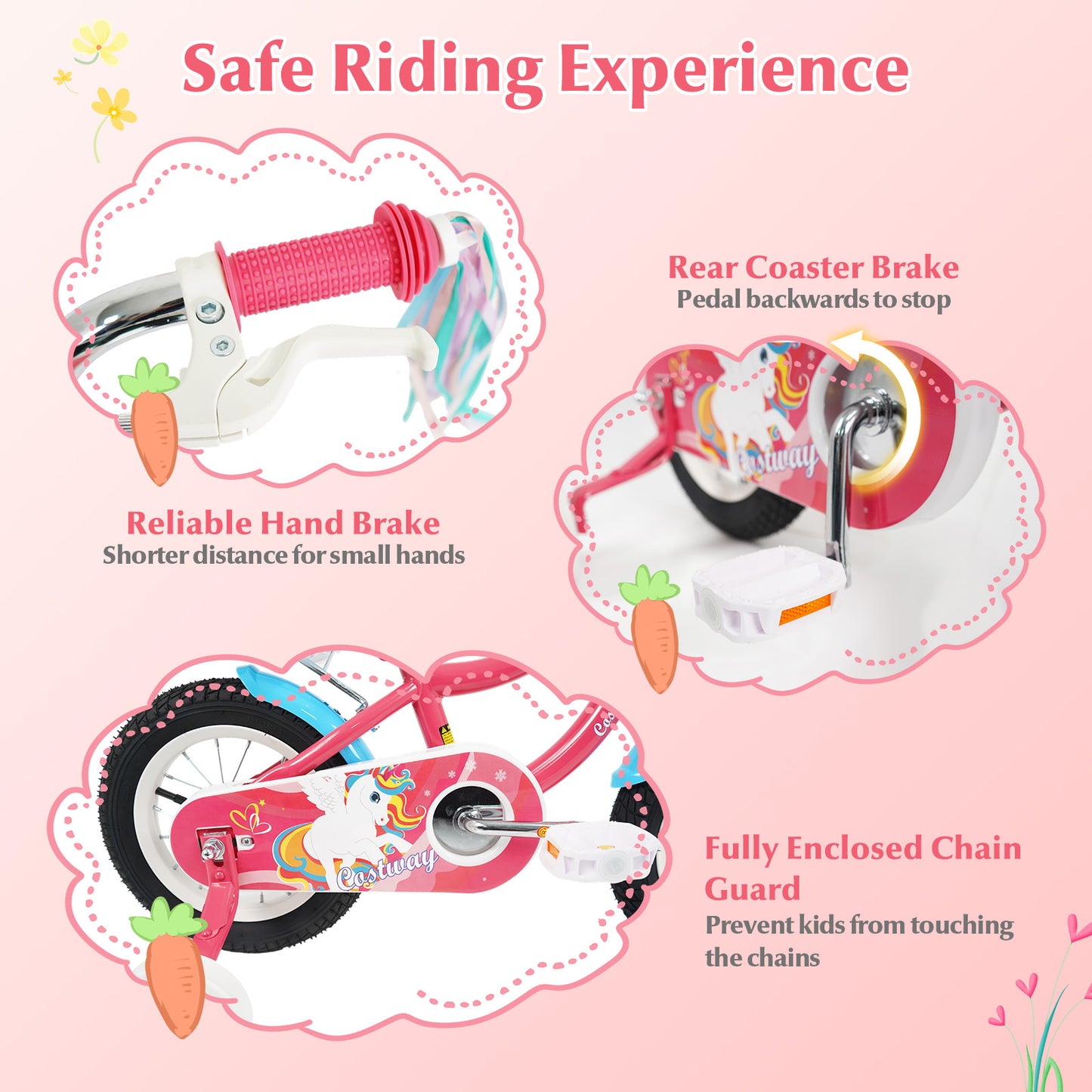 12 Inch Girls Bike For 3-8 Years Old, Pink Kids Bike at Gallery Canada