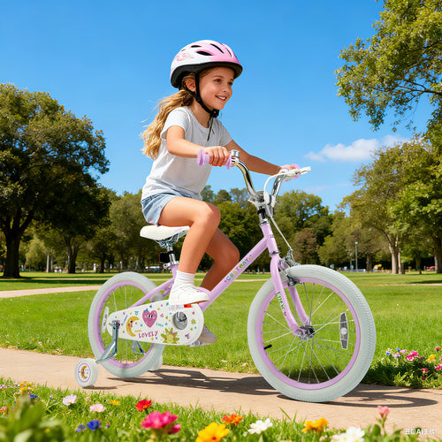 12/14/16/18 Inch Kids Bike Adjustable for 3-8 Years Old Children Purple - Stars & Moon-18 inches, Purple