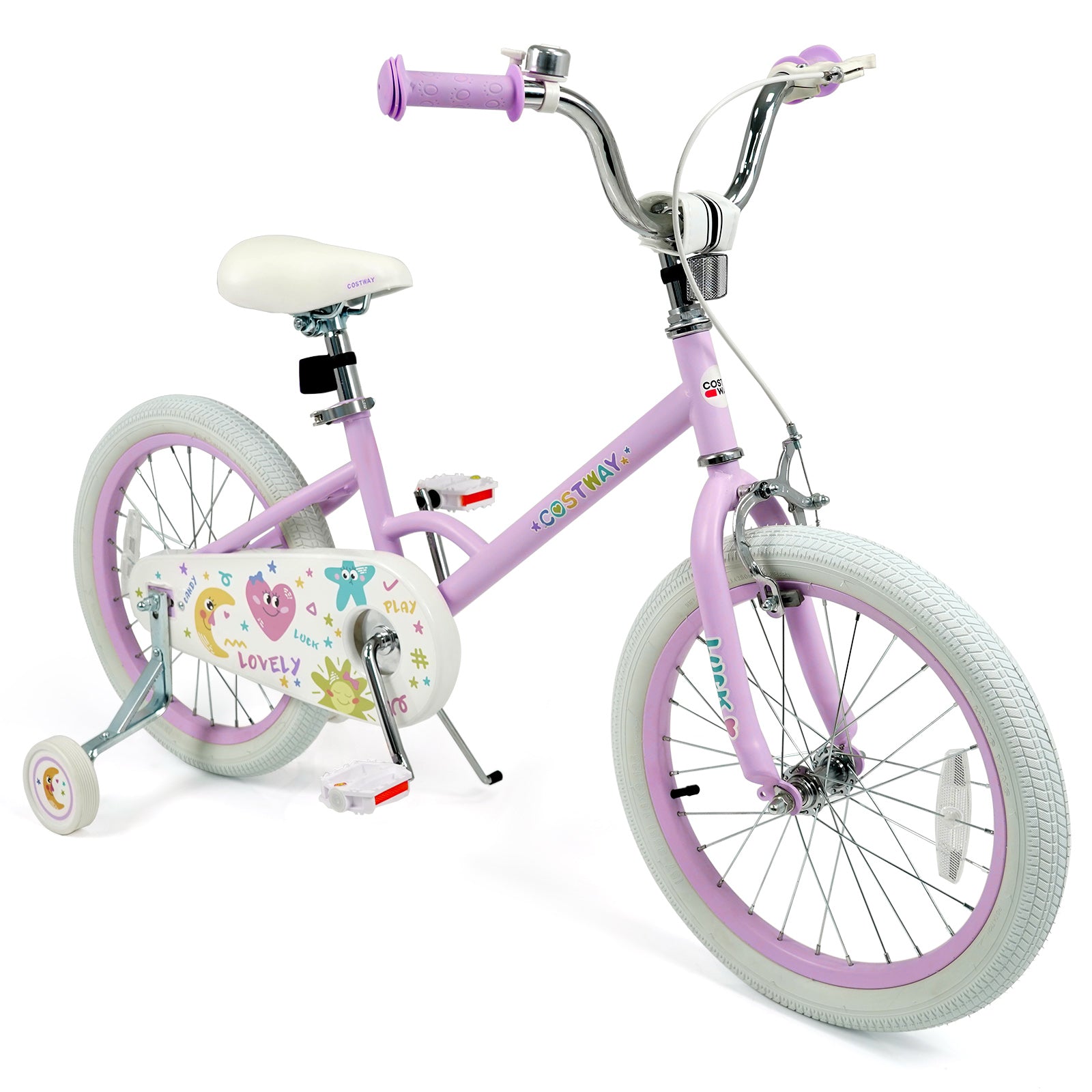 12/14/16/18 Inch Kids Bike Adjustable for 3-8 Years Old Children Purple - Stars & Moon-18 inches, Purple Kids Bike Purple at Gallery Canada