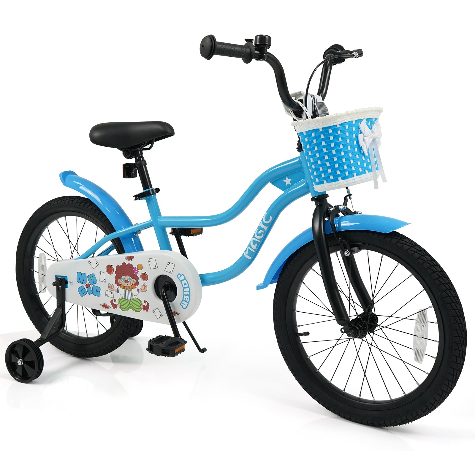 12/14/16/18 Inch Kids Bike with Training Wheels and Basket Navy Color-18 inches, Navy Kids Bike at Gallery Canada