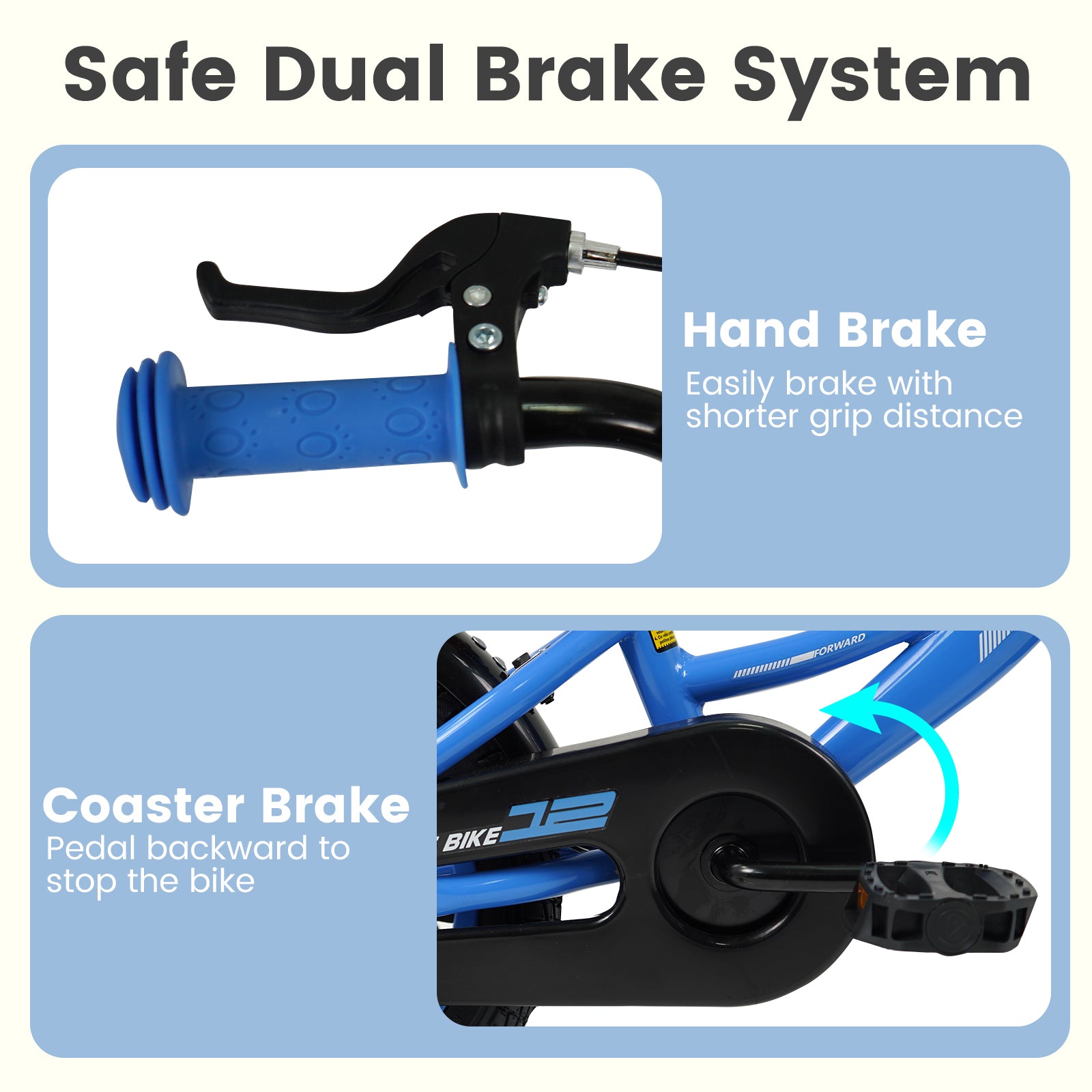 12/14/16/18 Inches Kids Bike with Removable Training Wheels and Adjustable Seatfor 3-8 Years Old Navy-12 inches, Navy Kids Bike at Gallery Canada