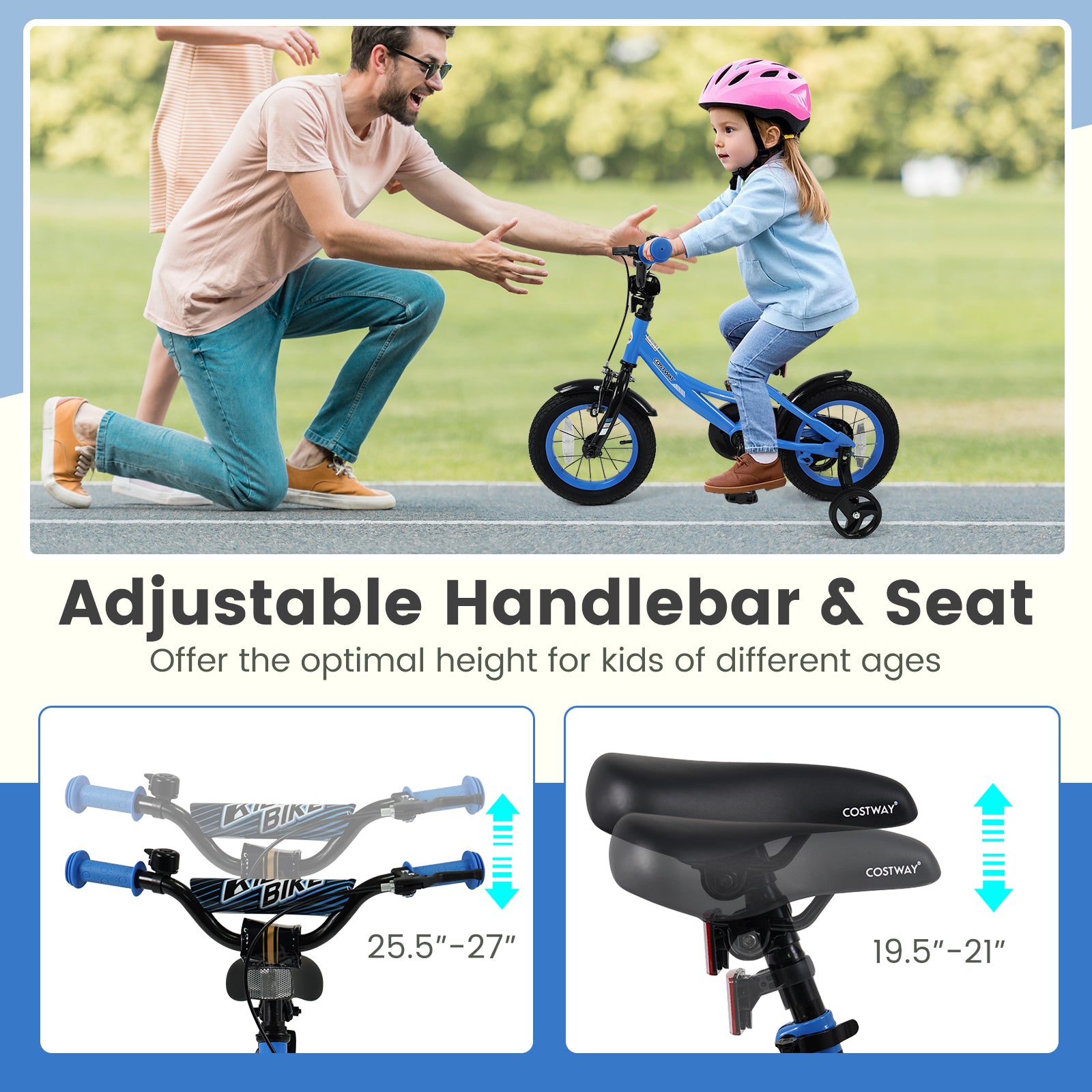 12/14/16/18 Inches Kids Bike with Removable Training Wheels and Adjustable Seatfor 3-8 Years Old Navy-12 inches, Navy Kids Bike at Gallery Canada