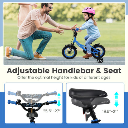 12/14/16/18 Inches Kids Bike with Removable Training Wheels and Adjustable Seatfor 3-8 Years Old Navy-12 inches, Navy Kids Bike at Gallery Canada