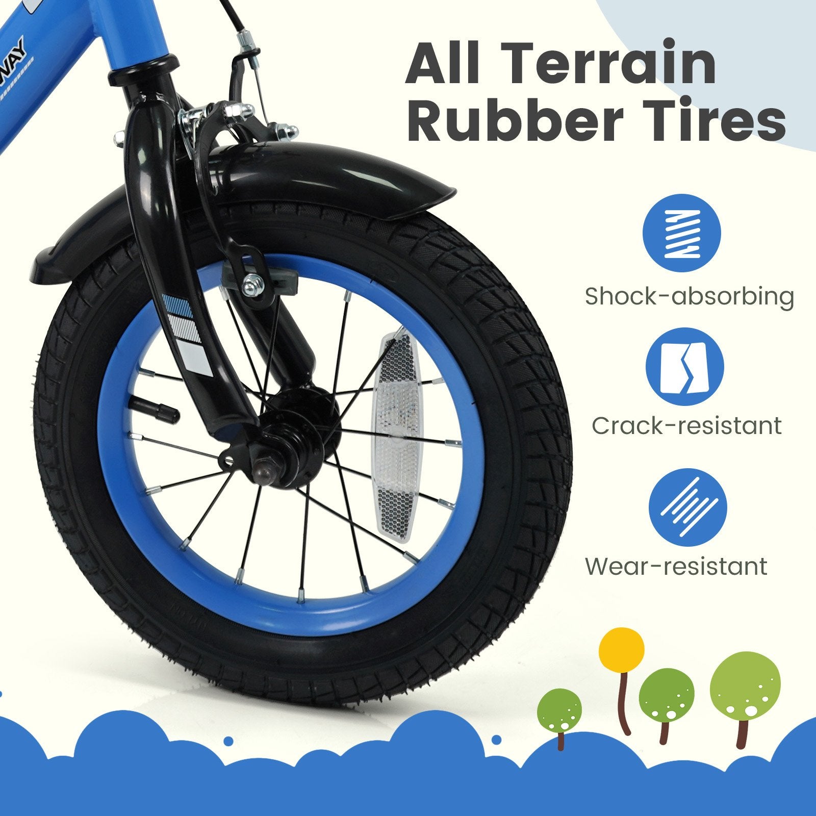 12/14/16/18 Inches Kids Bike with Removable Training Wheels and Adjustable Seatfor 3-8 Years Old Navy-12 inches, Navy Kids Bike at Gallery Canada