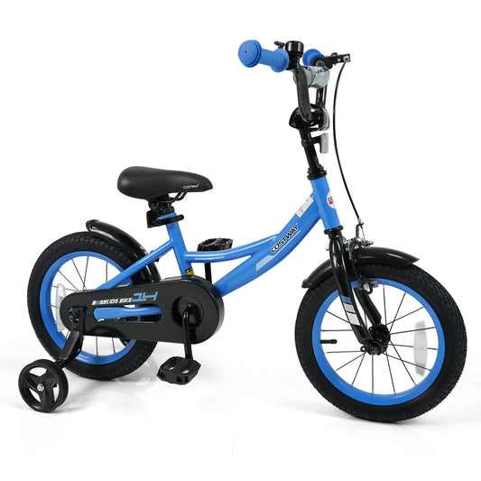 Kids Bike, 14 Inches, Removable Training Wheels, Adjustable Seat, Navy