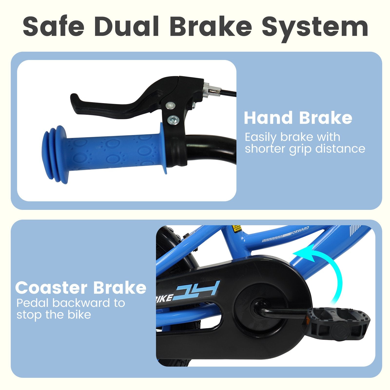 12/14/16/18 Inches Kids Bike with Removable Training Wheels and Adjustable Seatfor 3-8 Years Old Navy-14 inches, Navy Kids Bike at Gallery Canada