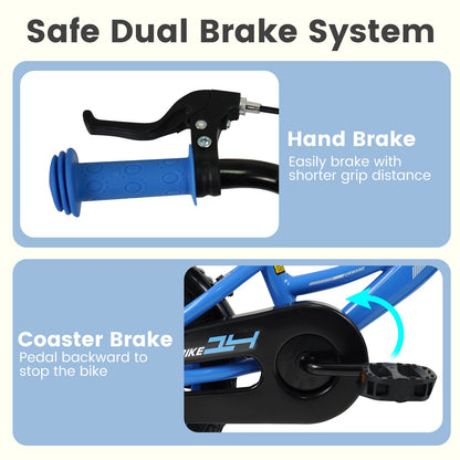 12/14/16/18 Inches Kids Bike with Removable Training Wheels and Adjustable Seatfor 3-8 Years Old Navy-14 inches, Navy Kids Bike at Gallery Canada