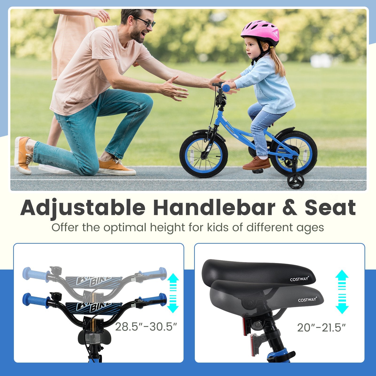 12/14/16/18 Inches Kids Bike with Removable Training Wheels and Adjustable Seatfor 3-8 Years Old Navy-14 inches, Navy Kids Bike at Gallery Canada