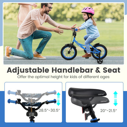 12/14/16/18 Inches Kids Bike with Removable Training Wheels and Adjustable Seatfor 3-8 Years Old Navy-14 inches, Navy Kids Bike at Gallery Canada