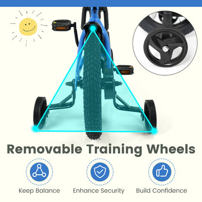 12/14/16/18 Inches Kids Bike with Removable Training Wheels and Adjustable Seatfor 3-8 Years Old Navy-14 inches, Navy Kids Bike at Gallery Canada