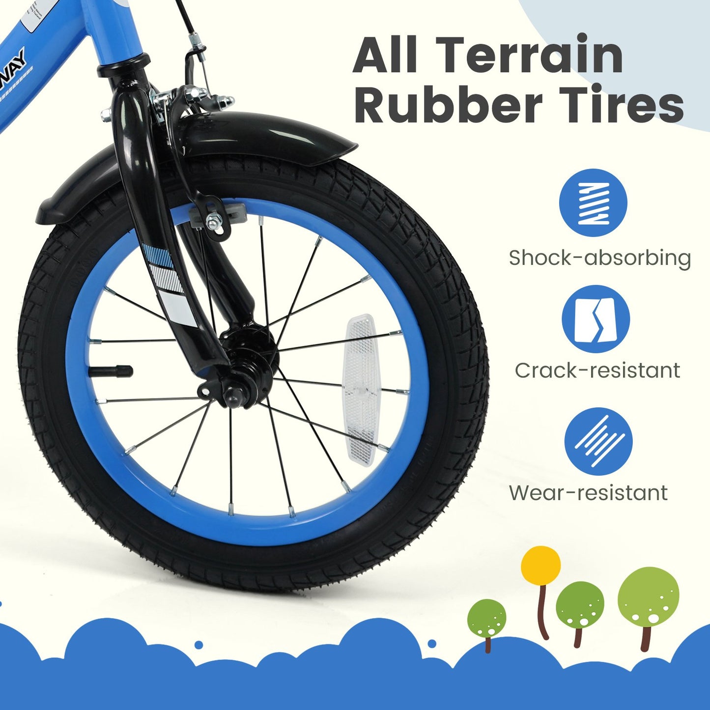 12/14/16/18 Inches Kids Bike with Removable Training Wheels and Adjustable Seatfor 3-8 Years Old Navy-14 inches, Navy Kids Bike at Gallery Canada