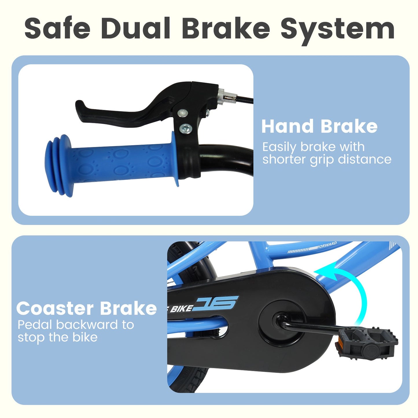 12/14/16/18 Inches Kids Bike with Removable Training Wheels and Adjustable Seatfor 3-8 Years Old Navy-16 inches, Navy Kids Bike at Gallery Canada