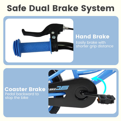 12/14/16/18 Inches Kids Bike with Removable Training Wheels and Adjustable Seatfor 3-8 Years Old Navy-16 inches, Navy Kids Bike at Gallery Canada