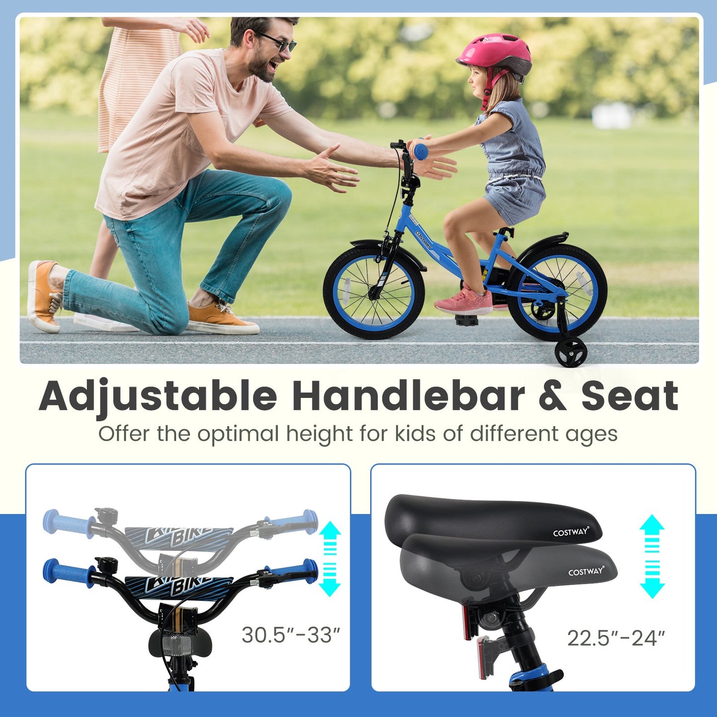 12/14/16/18 Inches Kids Bike with Removable Training Wheels and Adjustable Seatfor 3-8 Years Old Navy-16 inches, Navy Kids Bike at Gallery Canada
