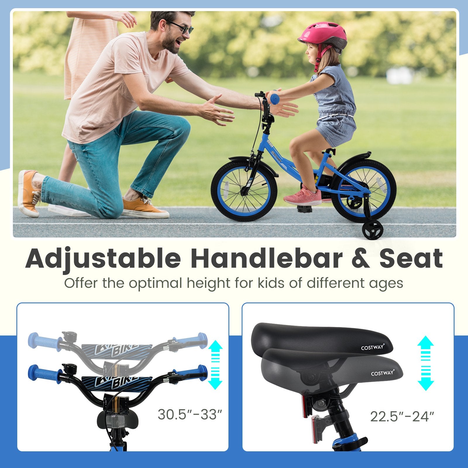 12/14/16/18 Inches Kids Bike with Removable Training Wheels and Adjustable Seatfor 3-8 Years Old Navy-16 inches, Navy Kids Bike at Gallery Canada