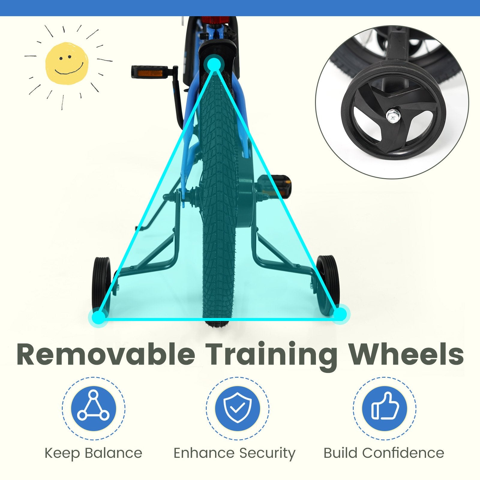 12/14/16/18 Inches Kids Bike with Removable Training Wheels and Adjustable Seatfor 3-8 Years Old Navy-18 inches, Navy Kids Bike at Gallery Canada