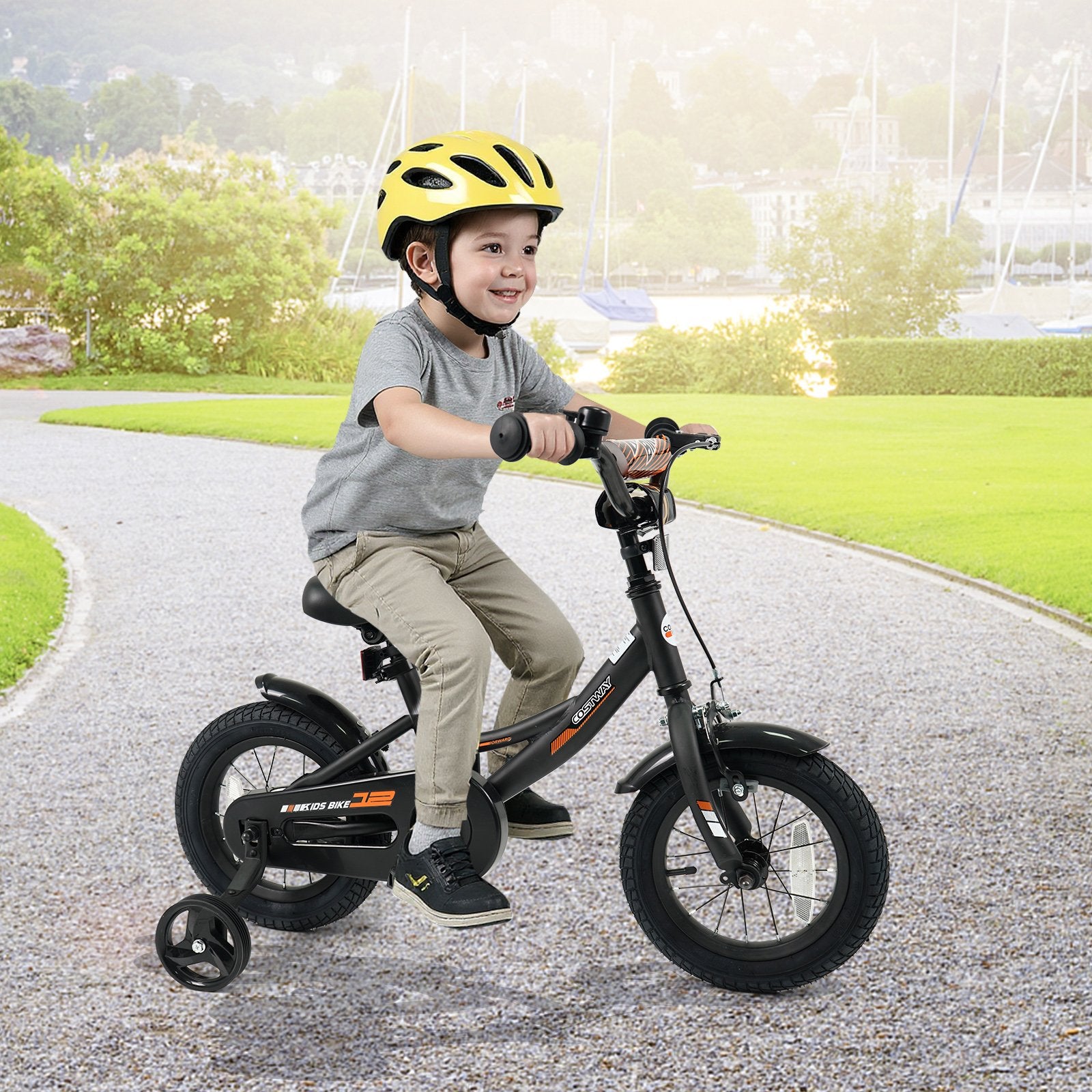 12/14/16/18 Inches Kids Bike with Removable Training Wheels and Adjustable Seatfor 3-8 Years Old Black-12 inches, Black Kids Bike at Gallery Canada