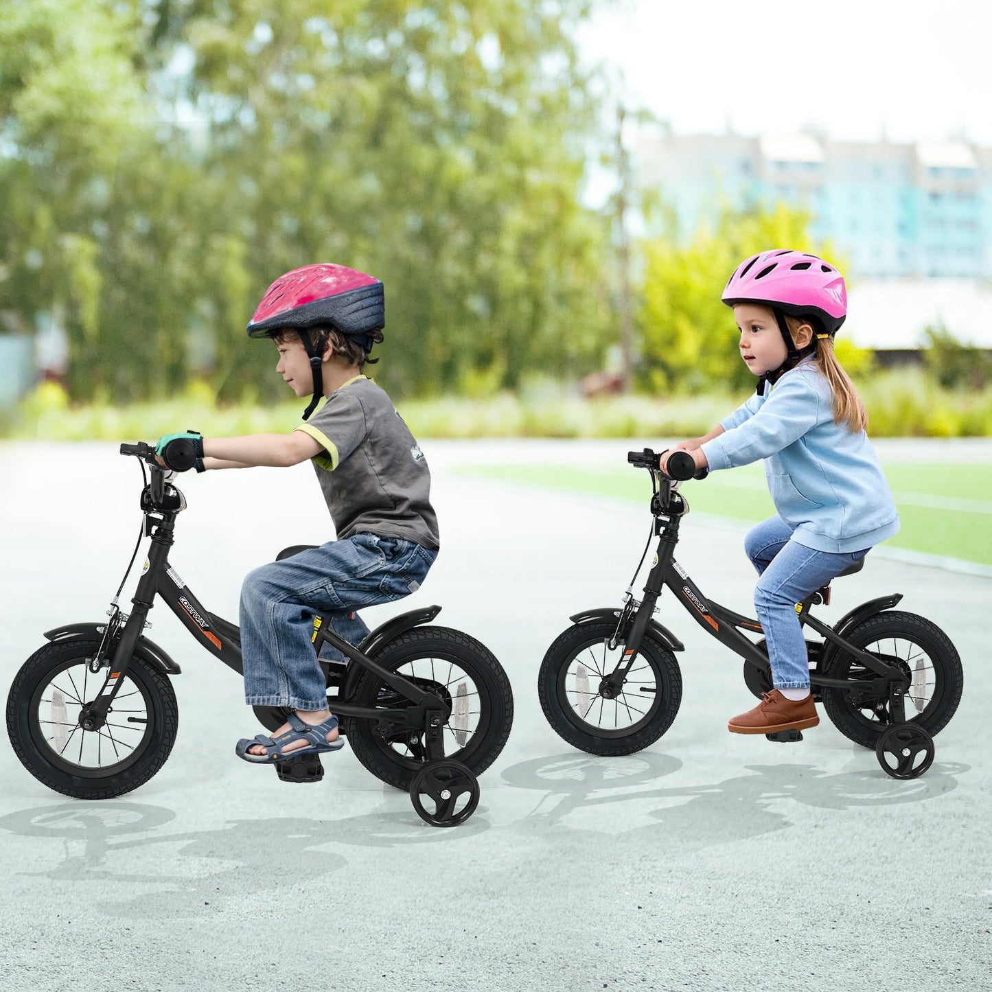 12/14/16/18 Inches Kids Bike with Removable Training Wheels and Adjustable Seatfor 3-8 Years Old Black-12 inches, Black Kids Bike at Gallery Canada