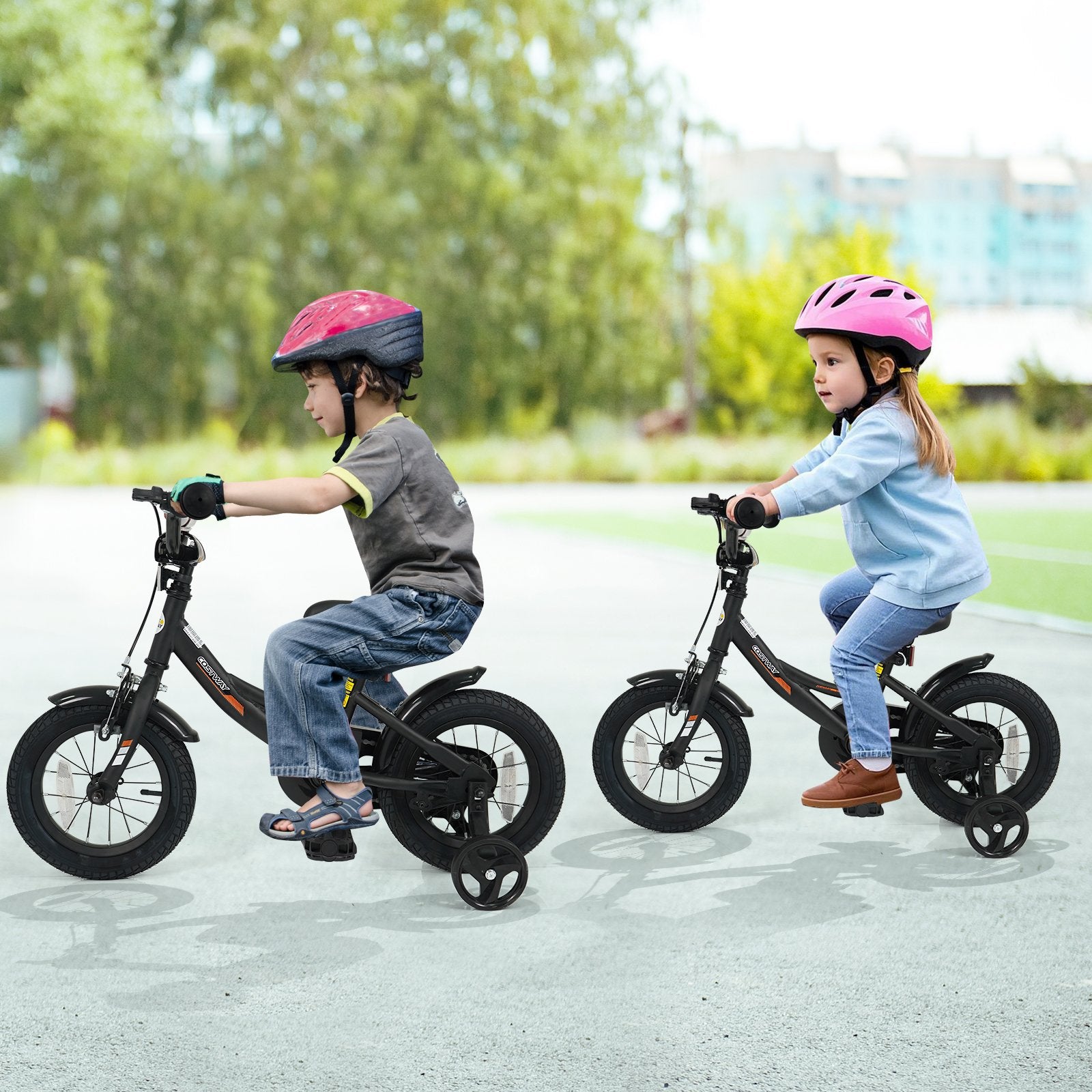12/14/16/18 Inches Kids Bike with Removable Training Wheels and Adjustable Seatfor 3-8 Years Old Black-12 inches, Black Kids Bike at Gallery Canada