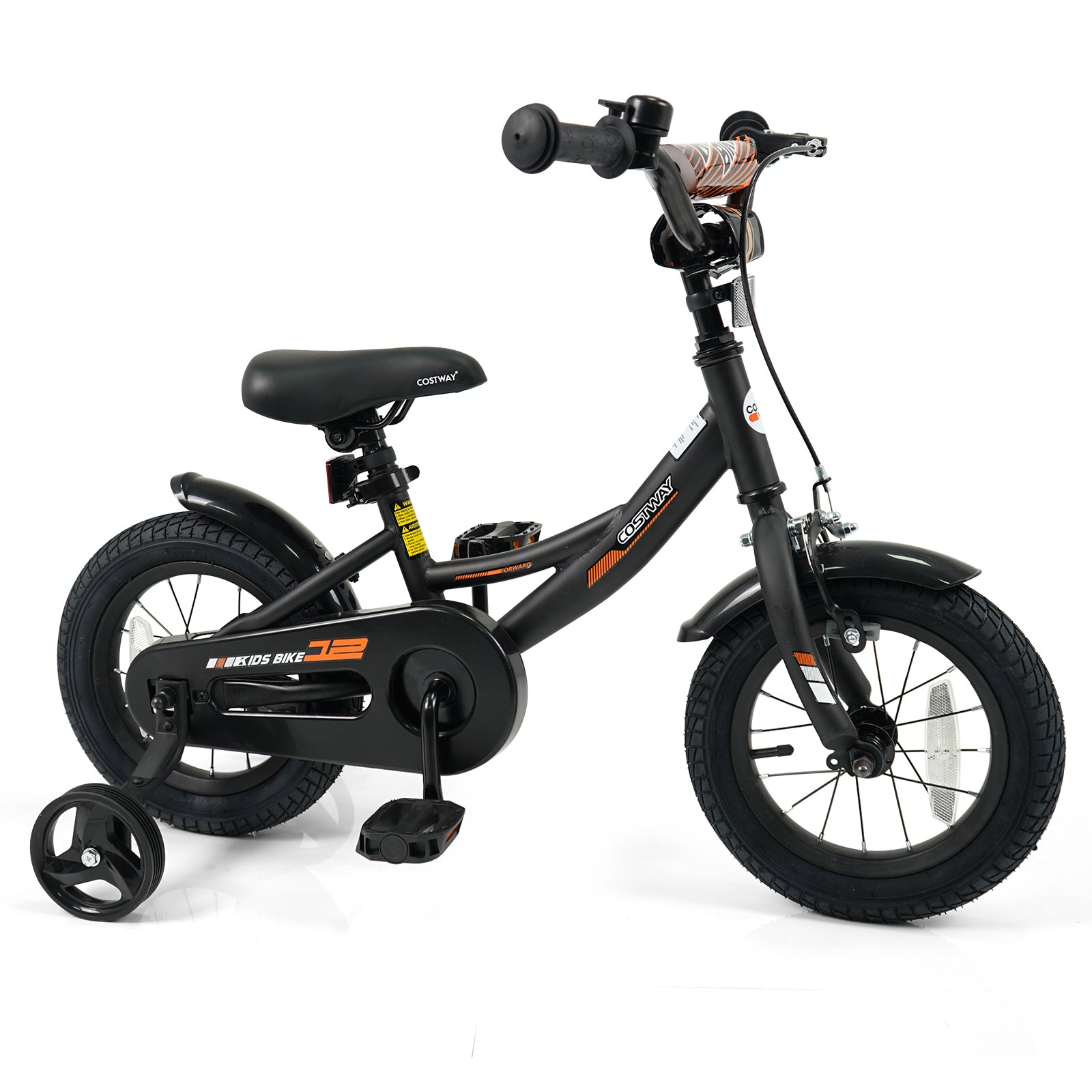 12 Inch Kids Bike, Removable Training Wheels, Adjustable Seat, Black Kids Bike at Gallery Canada