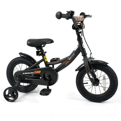 12 Inch Kids Bike, Removable Training Wheels, Adjustable Seat, Black Kids Bike at Gallery Canada