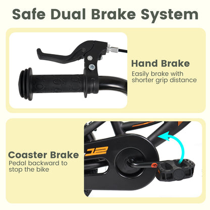 12/14/16/18 Inches Kids Bike with Removable Training Wheels and Adjustable Seatfor 3-8 Years Old Black-12 inches, Black Kids Bike at Gallery Canada