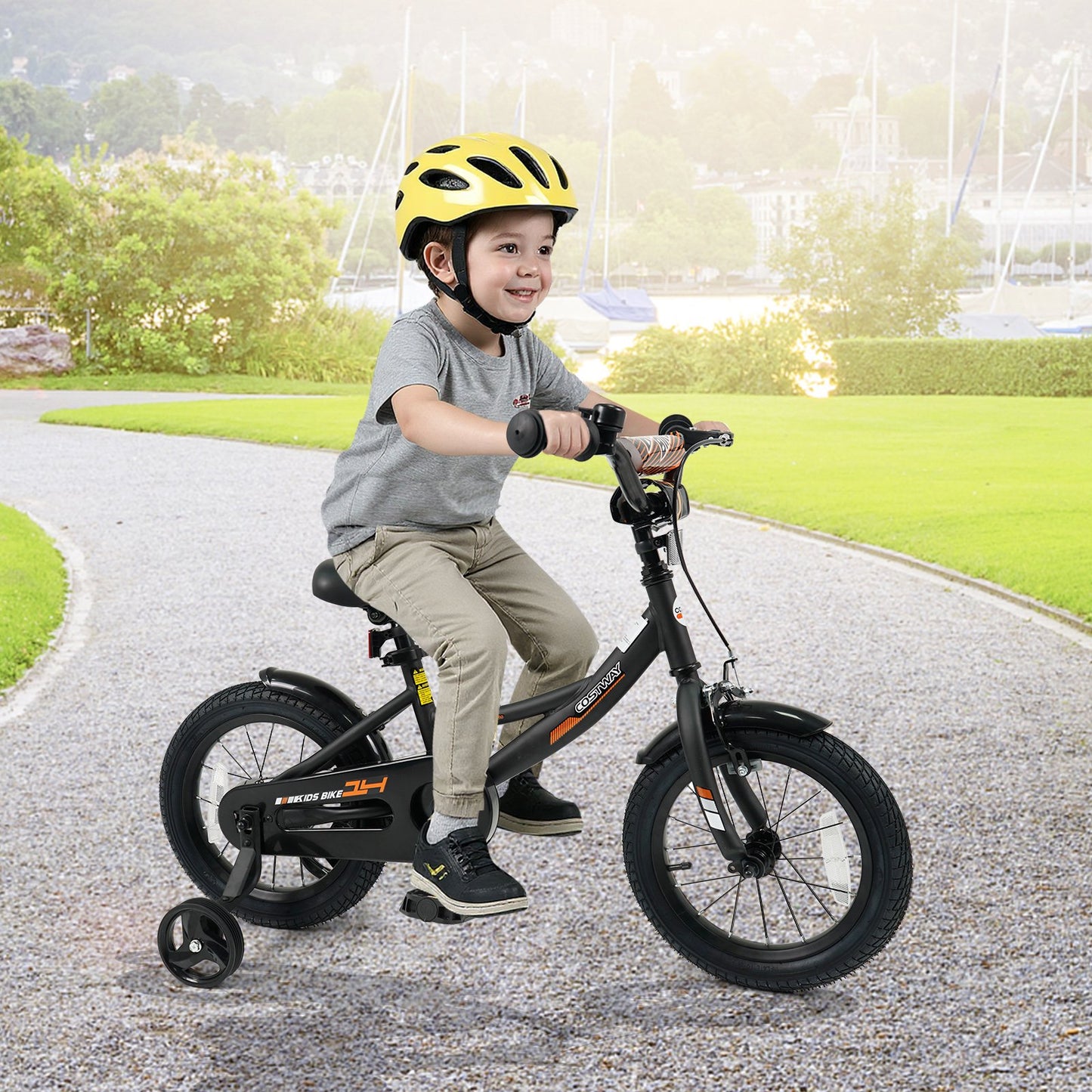 12/14/16/18 Inches Kids Bike with Removable Training Wheels and Adjustable Seatfor 3-8 Years Old Black-14 inches, Black Kids Bike at Gallery Canada