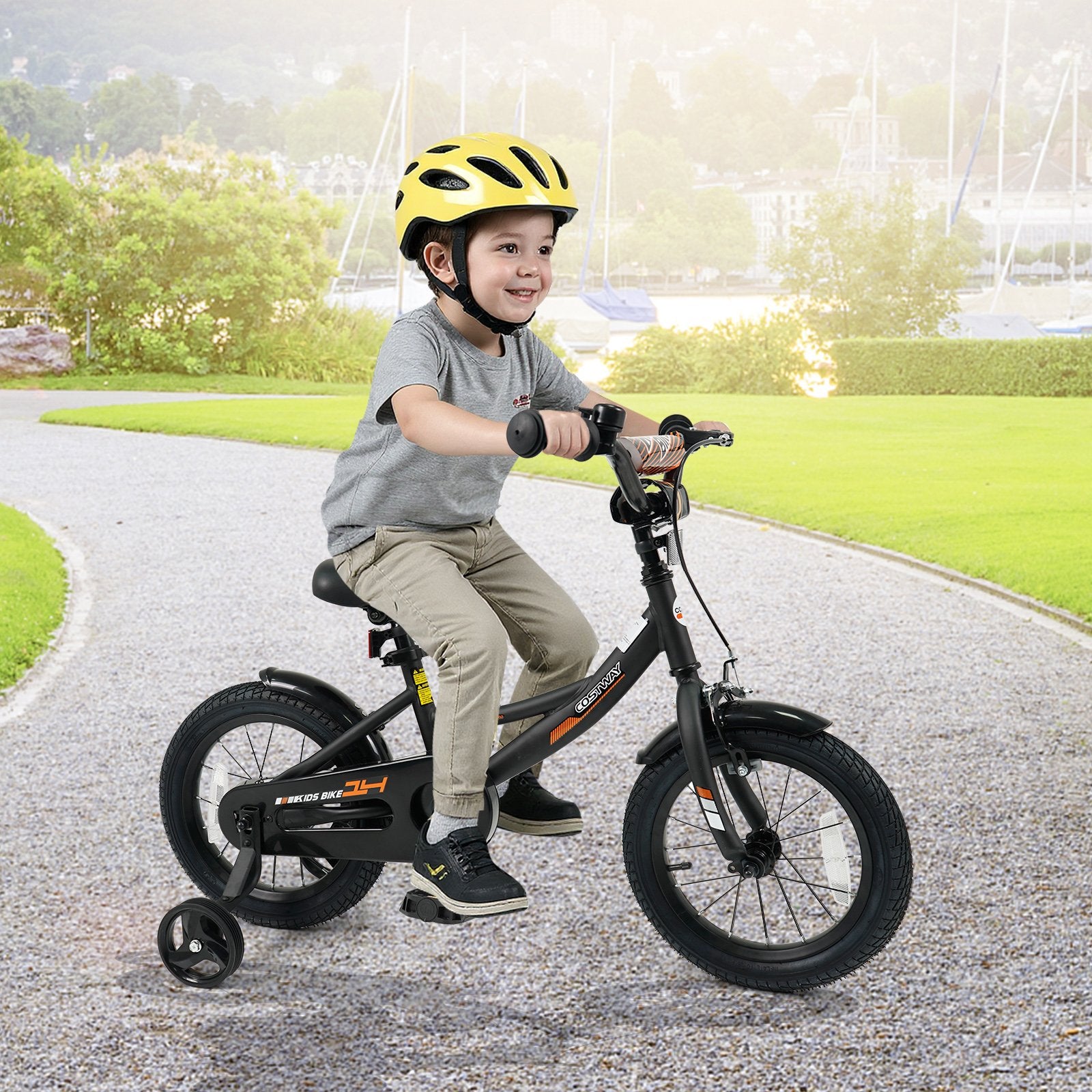 12/14/16/18 Inches Kids Bike with Removable Training Wheels and Adjustable Seatfor 3-8 Years Old Black-14 inches, Black Kids Bike at Gallery Canada