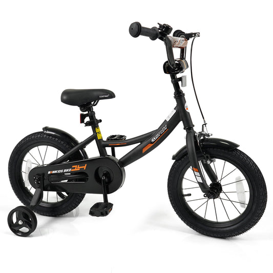 12/14/16/18 Inches Kids Bike with Removable Training Wheels and Adjustable Seatfor 3-8 Years Old Black-14 inches, Black Kids Bike Black at Gallery Canada