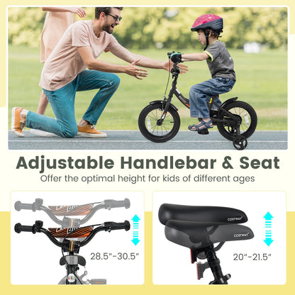 12/14/16/18 Inches Kids Bike with Removable Training Wheels and Adjustable Seatfor 3-8 Years Old Black-14 inches, Black Kids Bike at Gallery Canada