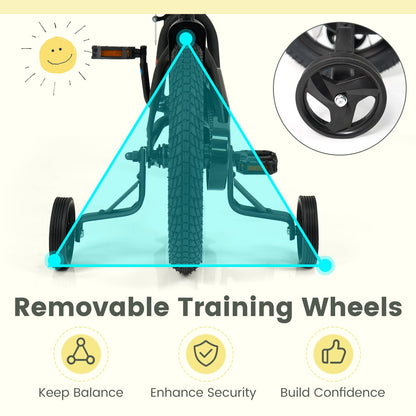 12/14/16/18 Inches Kids Bike with Removable Training Wheels and Adjustable Seatfor 3-8 Years Old Black-14 inches, Black Kids Bike at Gallery Canada