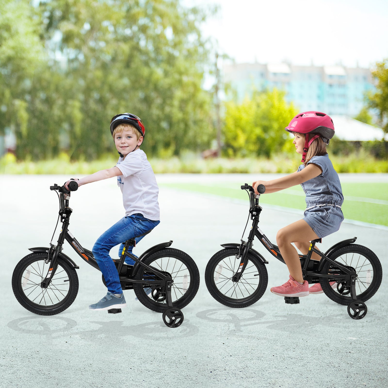 12/14/16/18 Inches Kids Bike with Removable Training Wheels and Adjustable Seatfor 3-8 Years Old Black-16 inches, Black Kids Bike at Gallery Canada
