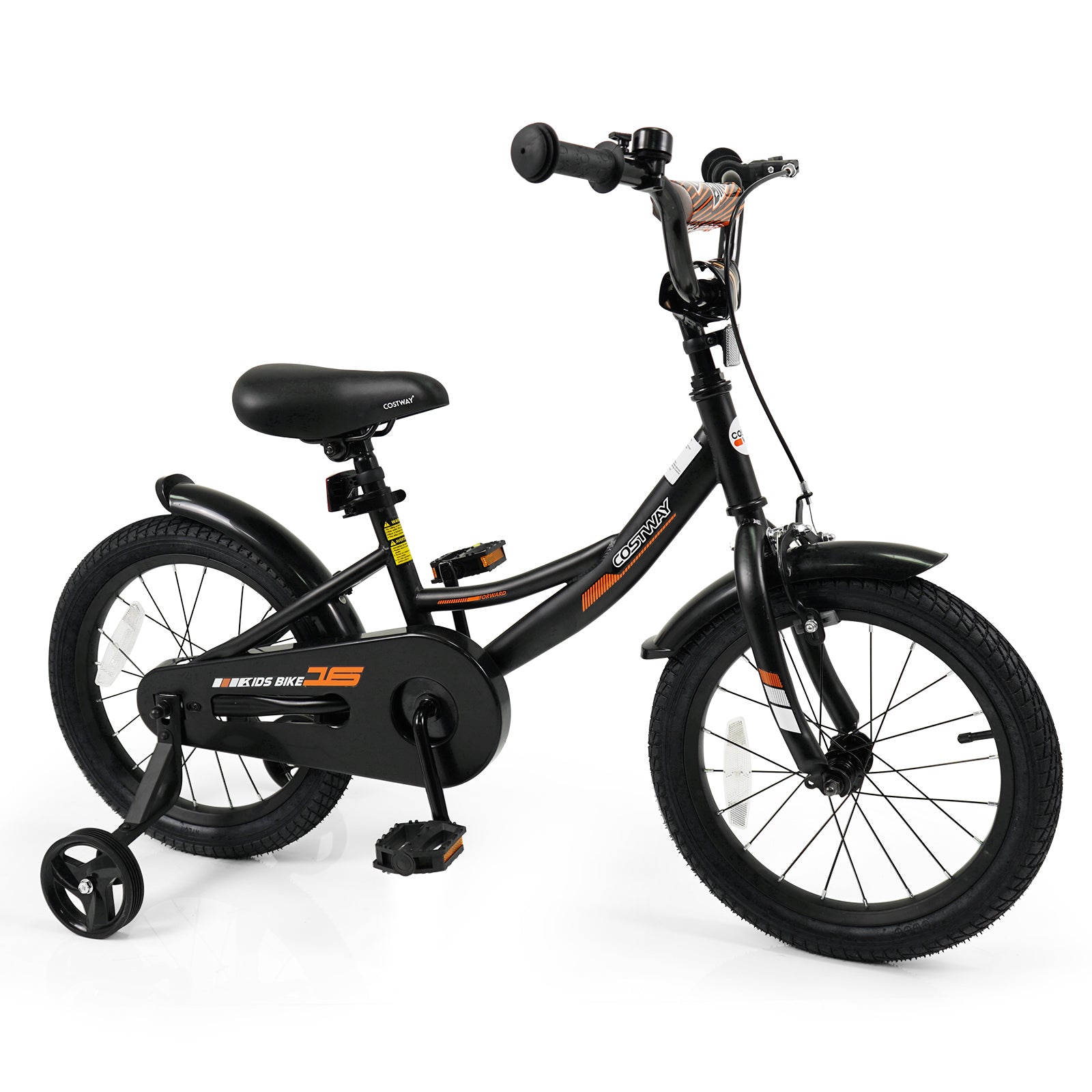 12/14/16/18 Inches Kids Bike with Removable Training Wheels and Adjustable Seatfor 3-8 Years Old Black-16 inches, Black Kids Bike Black at Gallery Canada