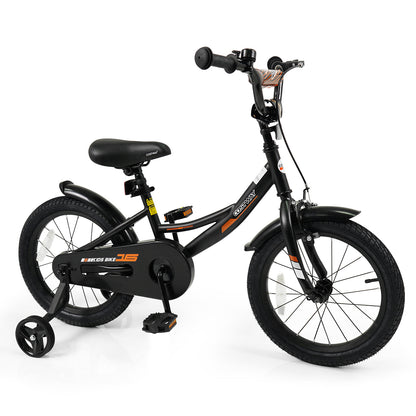12/14/16/18 Inches Kids Bike with Removable Training Wheels and Adjustable Seatfor 3-8 Years Old Black-16 inches, Black Kids Bike Black at Gallery Canada