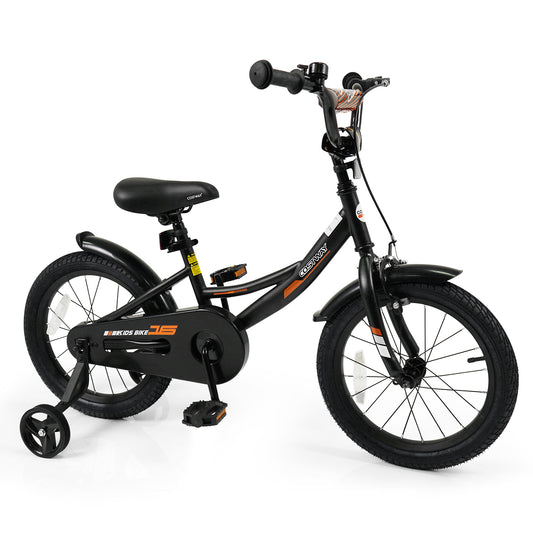 12/14/16/18 Inches Kids Bike with Removable Training Wheels and Adjustable Seatfor 3-8 Years Old Black-16 inches, Black Kids Bike Black at Gallery Canada
