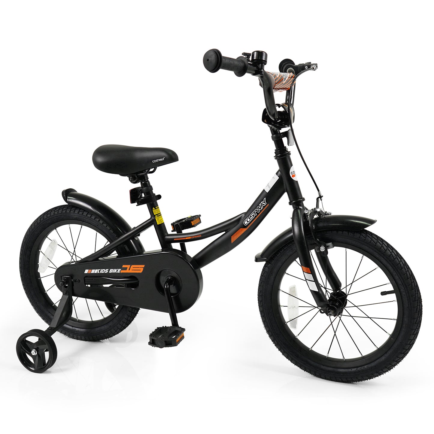 Kids Bike, 16 Inches, Removable Training Wheels, Adjustable Seat, Black Kids Bike Black at Gallery Canada