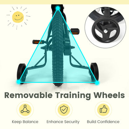 12/14/16/18 Inches Kids Bike with Removable Training Wheels and Adjustable Seatfor 3-8 Years Old Black-16 inches, Black Kids Bike at Gallery Canada