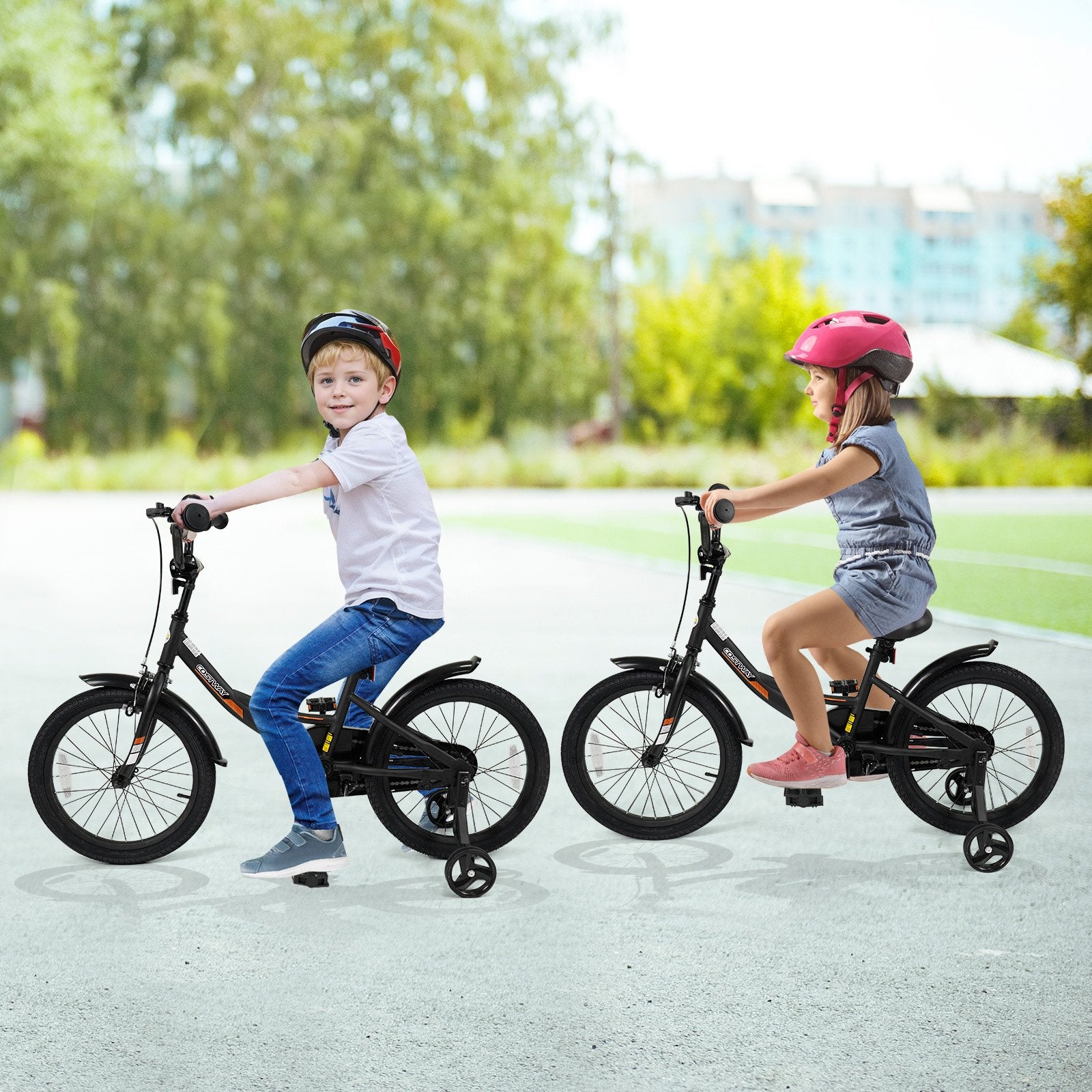 12/14/16/18 Inches Kids Bike with Removable Training Wheels and Adjustable Seatfor 3-8 Years Old Black-18 inches, Black Kids Bike at Gallery Canada