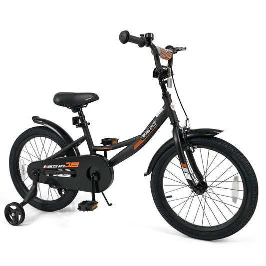 12/14/16/18 Inches Kids Bike with Removable Training Wheels and Adjustable Seatfor 3-8 Years Old Black-18 inches, Black Kids Bike Black at Gallery Canada