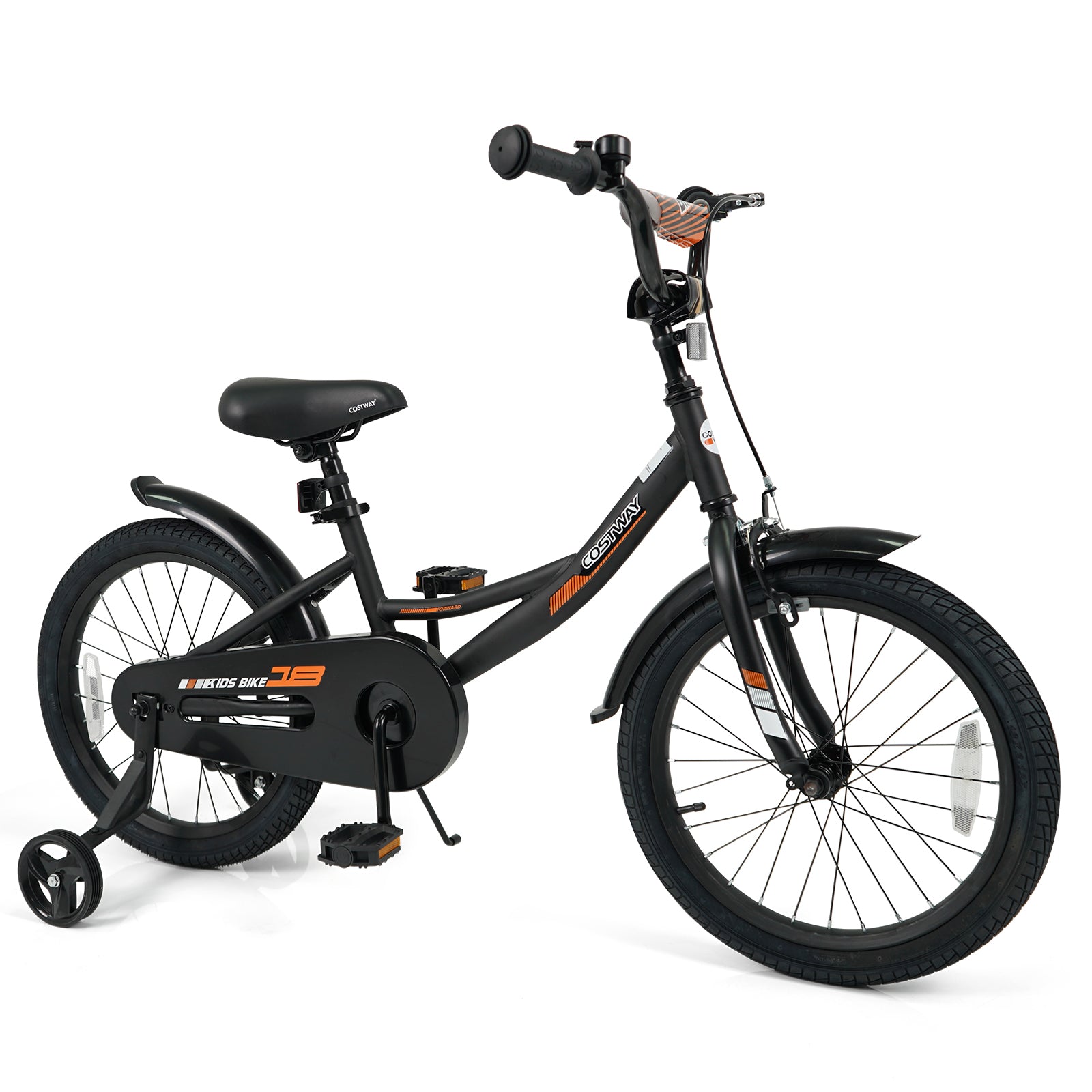 18 Inch Kids Bike, Removable Training Wheels, Adjustable Seat, Black Kids Bike at Gallery Canada