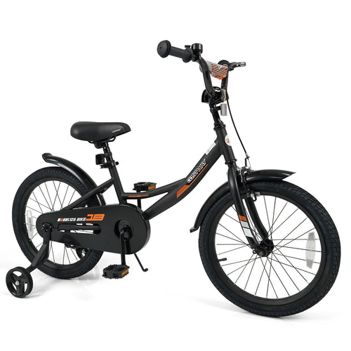 12/14/16/18 Inches Kids Bike with Removable Training Wheels and Adjustable Seatfor 3-8 Years Old Black-18 inches, Black